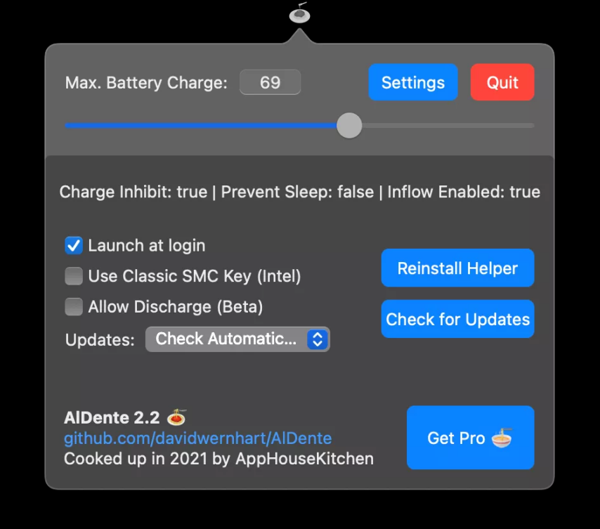AlDente-用于修改苹果笔记本的电池最高充电量，并且延长电池寿命 APPS 第2张