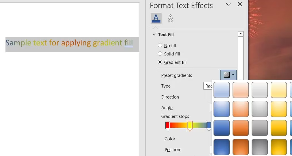 如何在Microsoft Word中为你的文本应用颜色渐变效果 如何 第4张