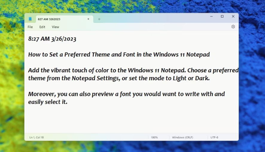 如何在Windows 11记事本中设置你喜欢的主题和字体 Windows 第4张